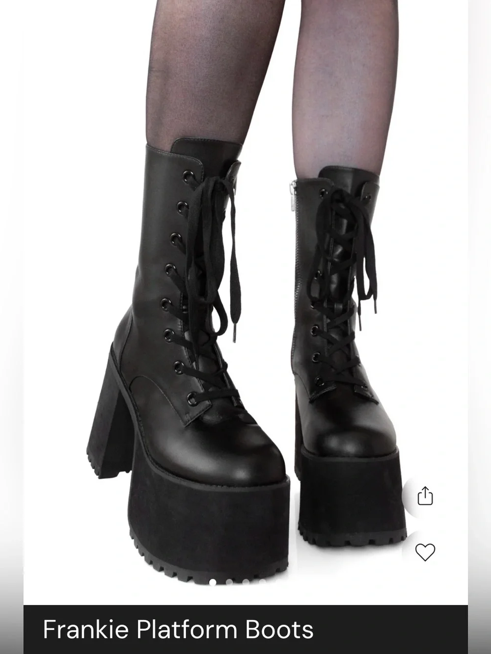Foxblood Frankie Black Platform Lace-Up Boots size 7 NIB